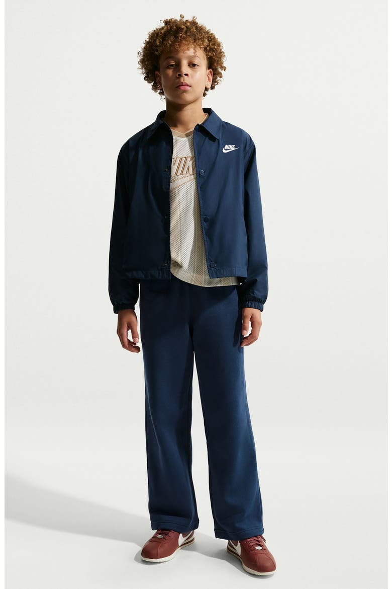 Kids' French Terry Wide Leg Pants, Alternate, color, 410 MIDNIGHT NAVY/WHITE