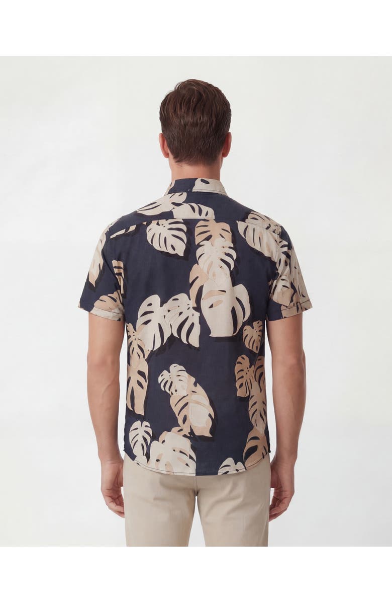 Lords of Harlech Monstera Floral Mens Merino Wool Button-up Shirt, Alternate, color, Monstera Floral Smoke