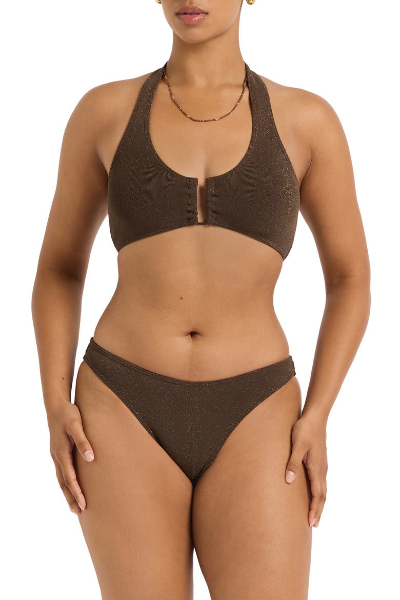 Sign Shimmer High Leg Bikini Briefs, Alternate, color, WALNUT