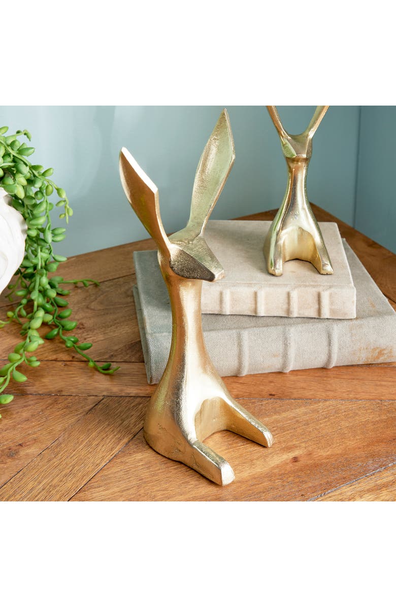 Napa Home & Garden 11.75" Decorative Long Ear Spring & Easter Gold Jackrabbit Figurines Set of 2, Alternate, color, Gold