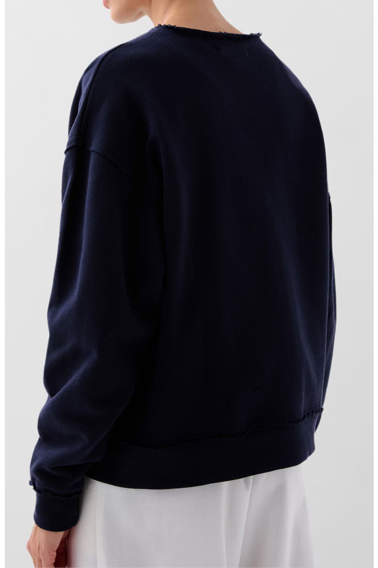 V Embossed Sweater, Alternate, color, Navy