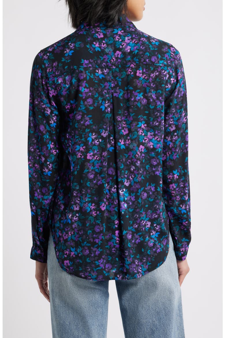 Floral Button-Up Shirt, Alternate, color, BLACK/ EVENING EMERALD