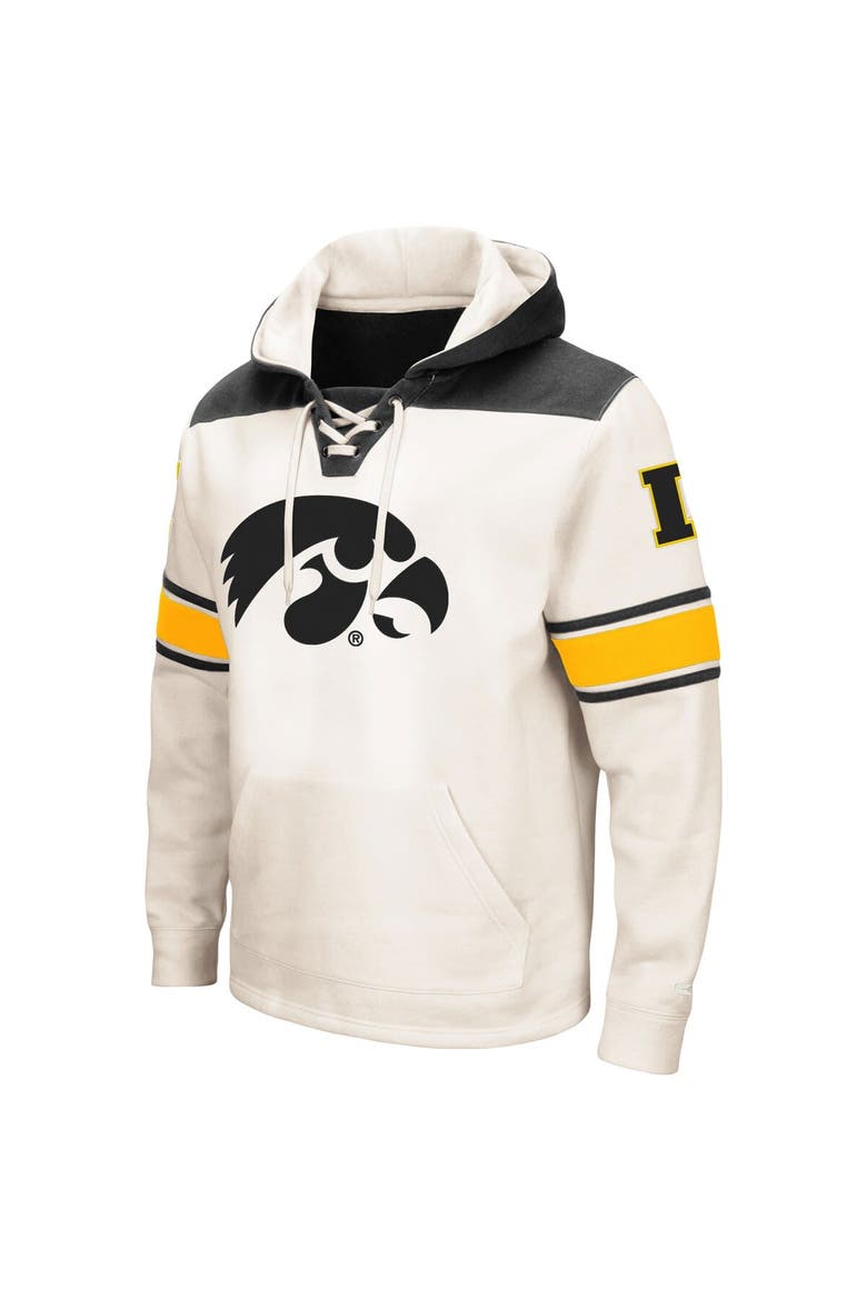Men's Colosseum Cream Iowa Hawkeyes Big & Tall Hockey Lace-Up Pullover Hoodie, Alternate, color, Cream
