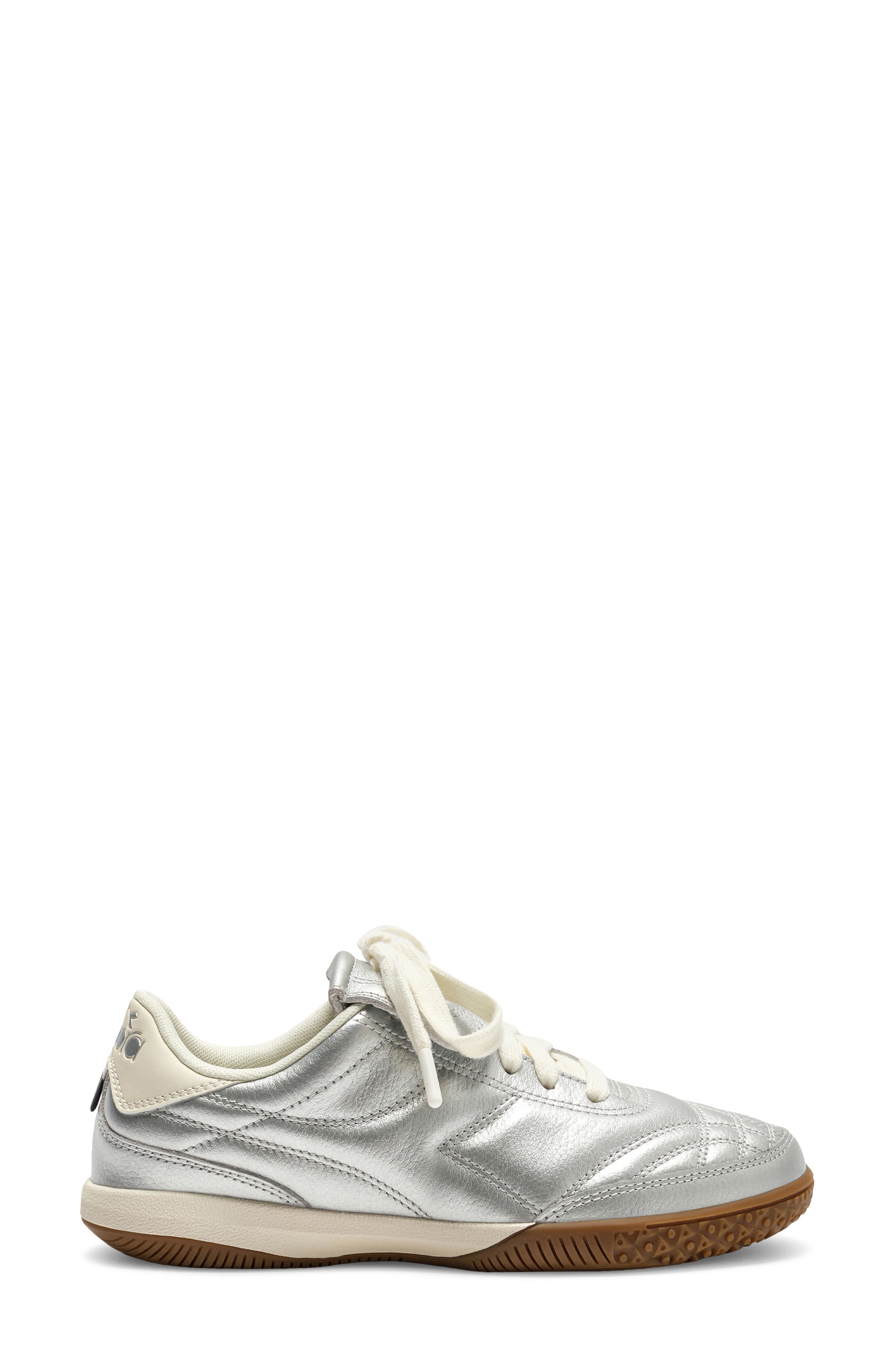Diadora Gold Indoor Metallic Leather Sneaker, Alternate, color, Silver