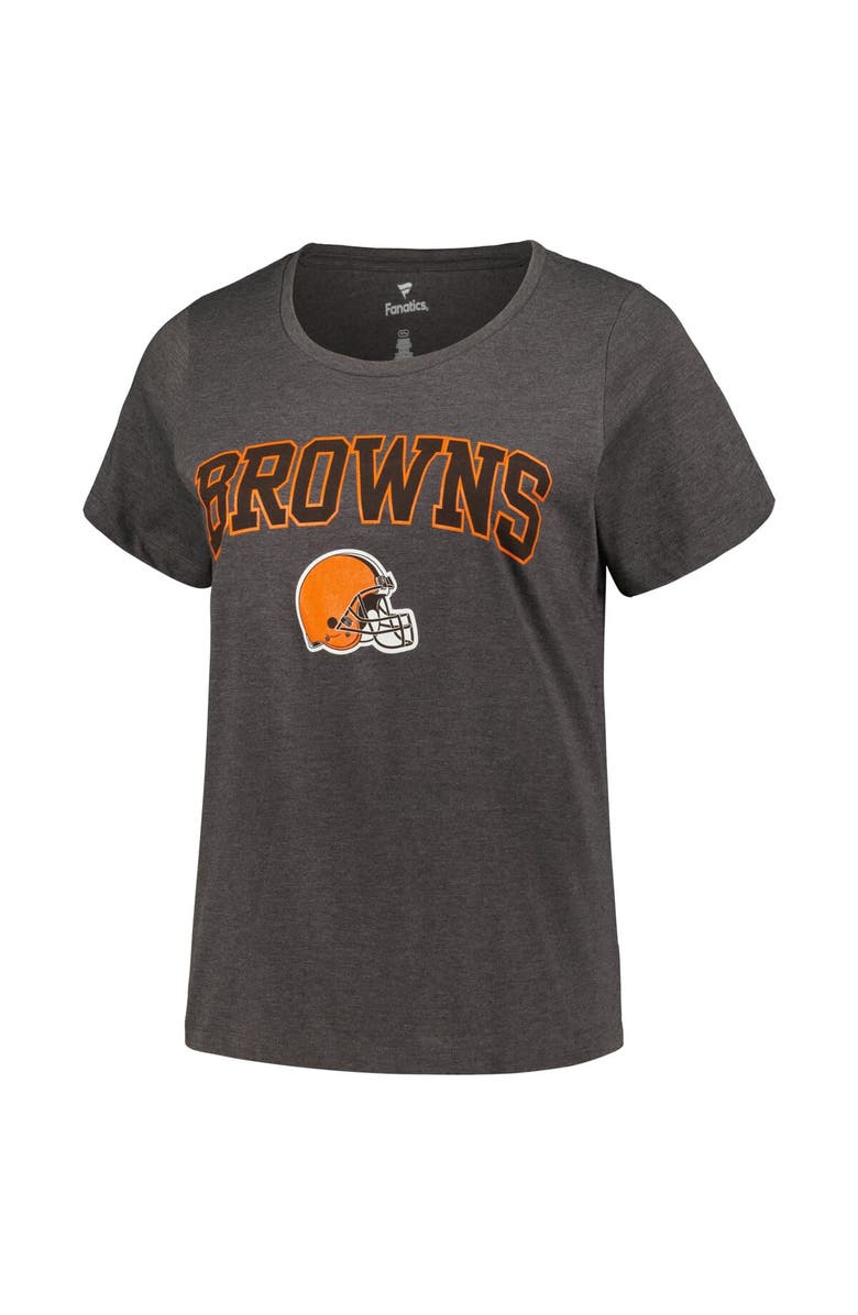 FANATICS Women's Fanatics Branded Heather Charcoal Cleveland Browns Plus Size Arch Over Logo T-Shirt, Alternate, color, 