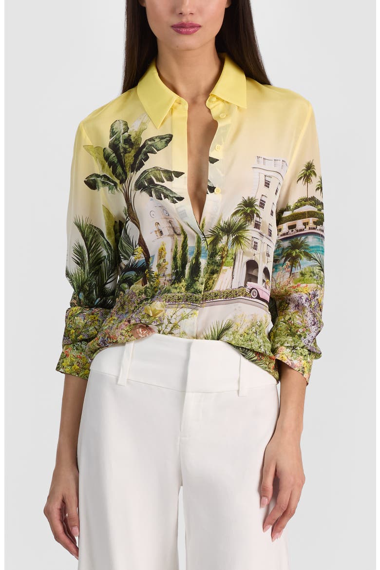 Willa Print Silk Button-Up Shirt, Alternate, color, PURE PARADISE