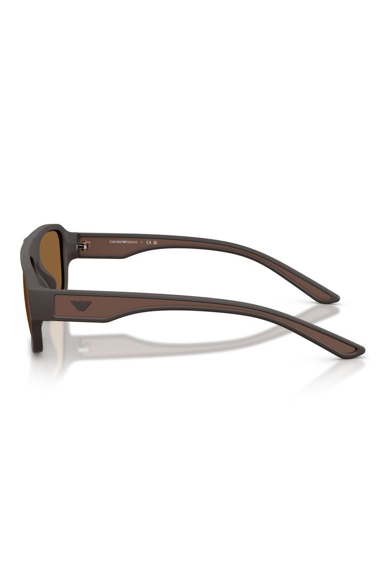 55mm Rectangle Sunglasses, Alternate, color, RUBBERIZED MATTE BROWN / BROWN