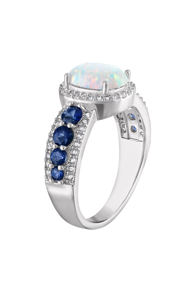 Lab Created Opal & Sapphire Statement Ring, Alternate, color, WHITE/ BLUE/ SILVER