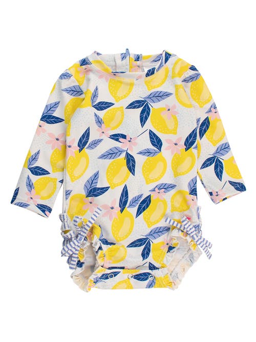 Rufflebutts Baby Girls Long Sleeve Upf50+ One Piece Rash Guard In Multi