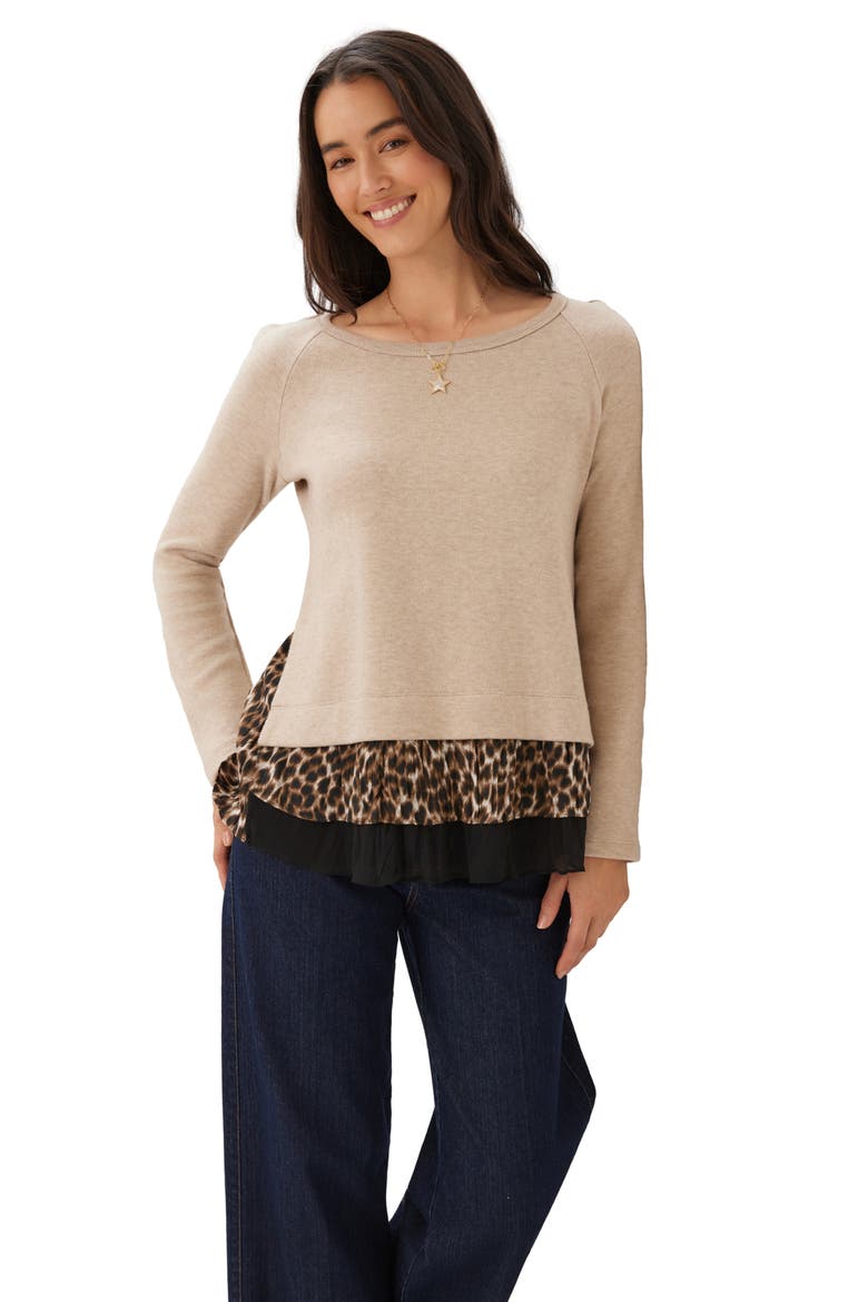 Layered Contrast Sweater, Alternate, color, LIGHT TAN