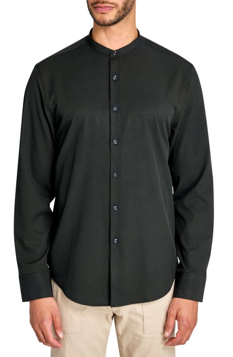 Solid Recycled 4-Way Stretch Performance Stand Collar Shirt