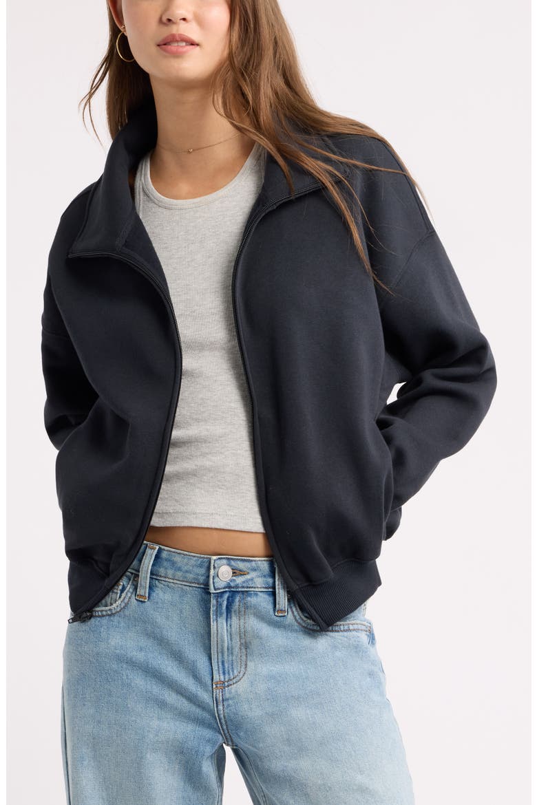 Everyday Fleece Funnel Neck Zip Sweatshirt, Alternate, color, BLACK JET