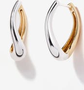 Little Sky Stone Ash Two Tone Hoop Earrings