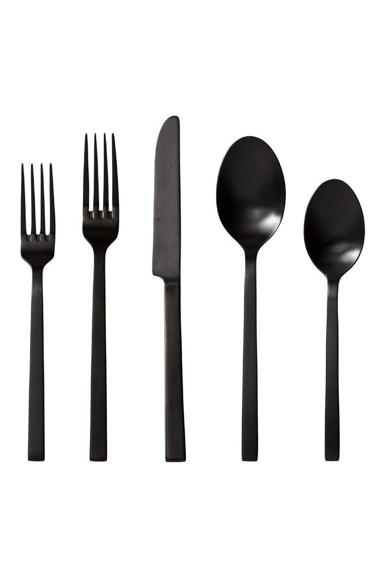 Viggo 20-Piece Flatware Set, Main, color, BLACK