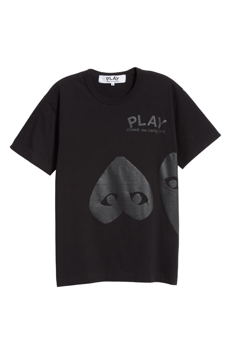 Comme des Garçons PLAY Double Heart Graphic Tee, Alternate, color, Black