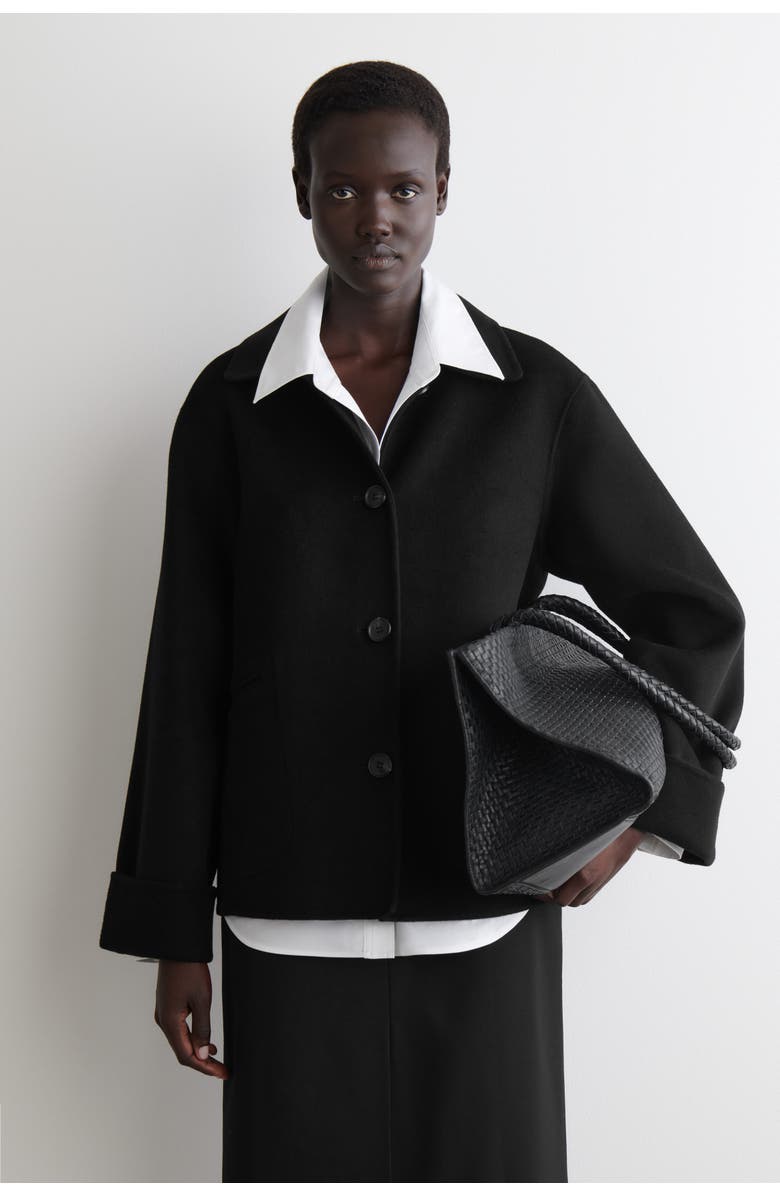 COS Double-Faced Wool Short Jacket, Alternate, color, Black