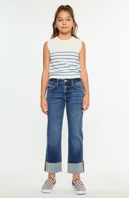 KanCan Gisela Mid Rise Kids Cropped Straight Jeans