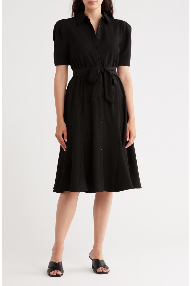 Belted Shirtdress, Main, color, VERY BLACK