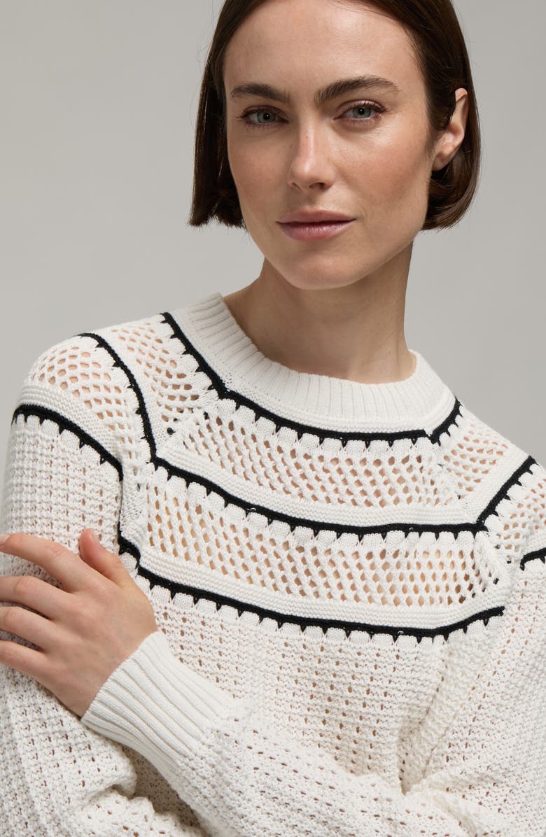 Hunter Pointelle Knit Cotton Sweater, Alternate, color, Snow-White