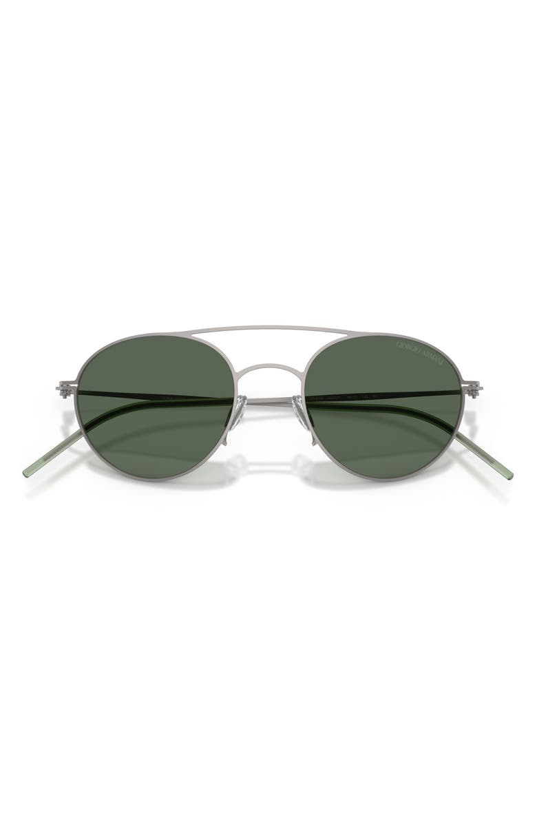 ARMANI 48mm Round Sunglasses, Alternate, color, Matte Gunmetal / Dark Green