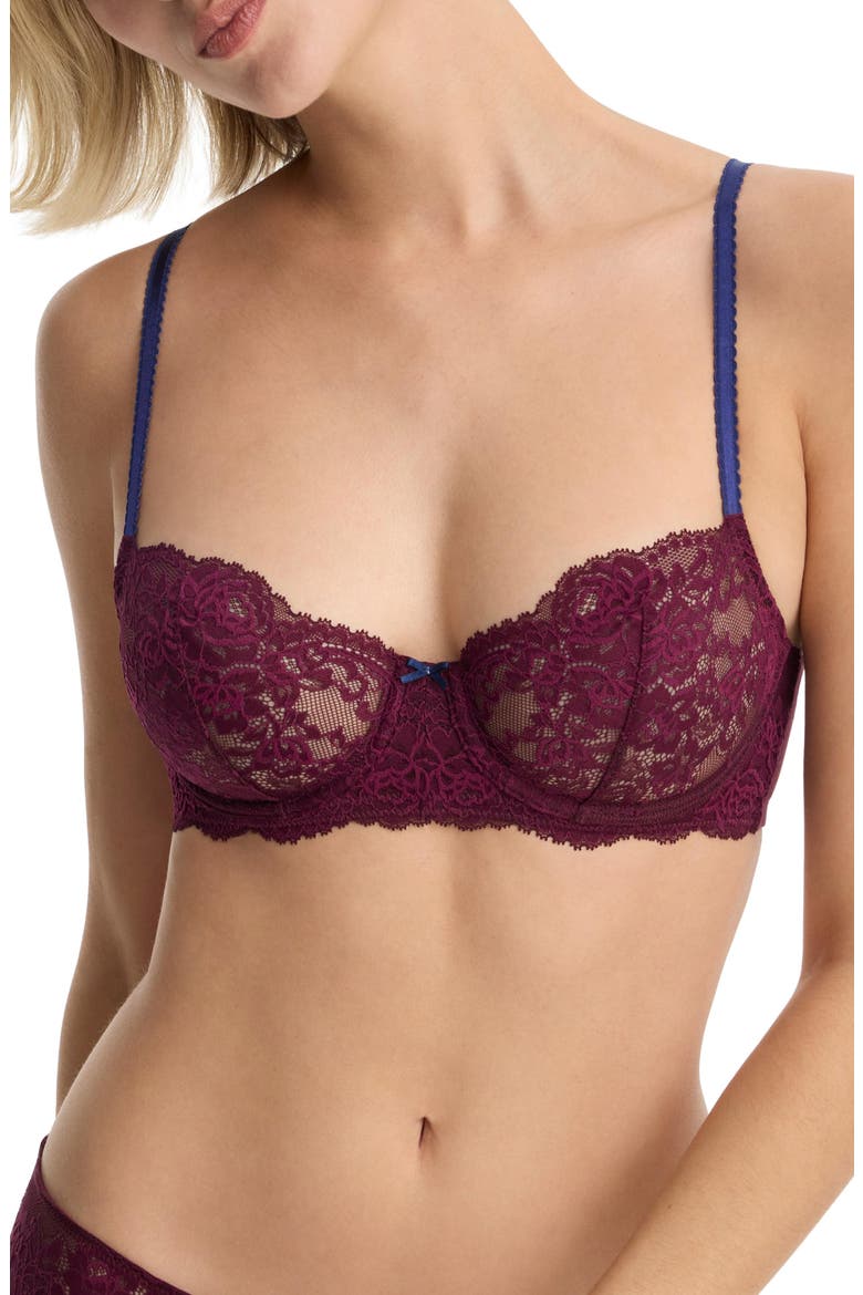 Captivate Convertible Lace Balconette Bra, Alternate, color, Figgy/Nocturnal