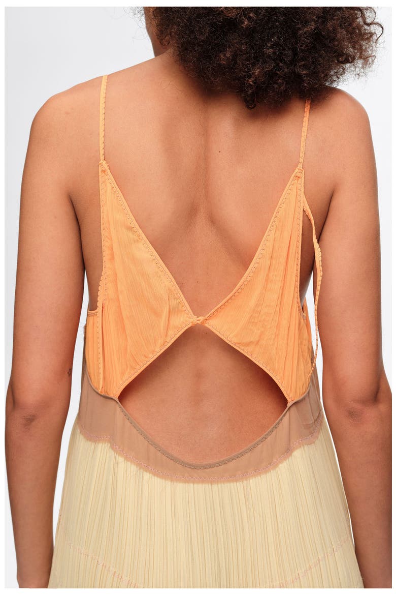 Two-Tone Pleated A-Line Strappy Dress, Alternate, color, LIGHT YELLOW