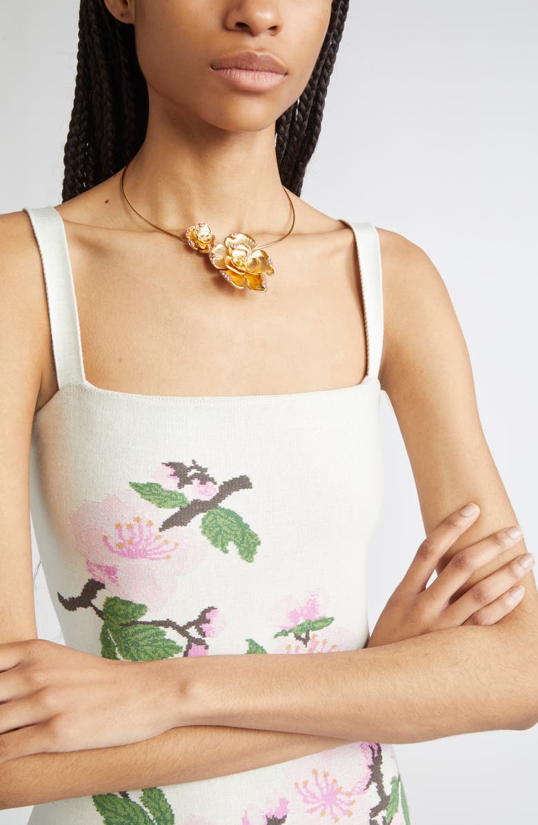 Oscar de la Renta Double Rose Necklace, Alternate, color, Rose