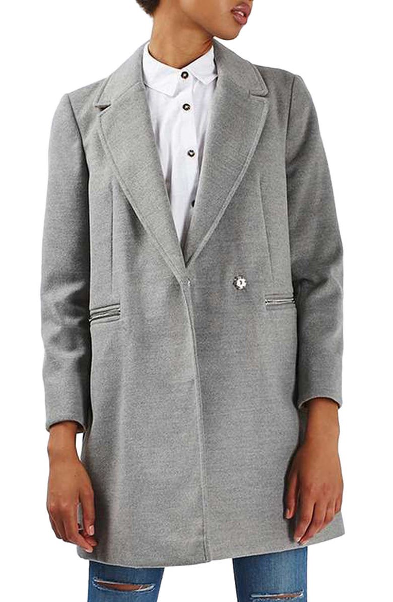 Topshop 'Meg' Zip Pocket Coat, Main, color, 