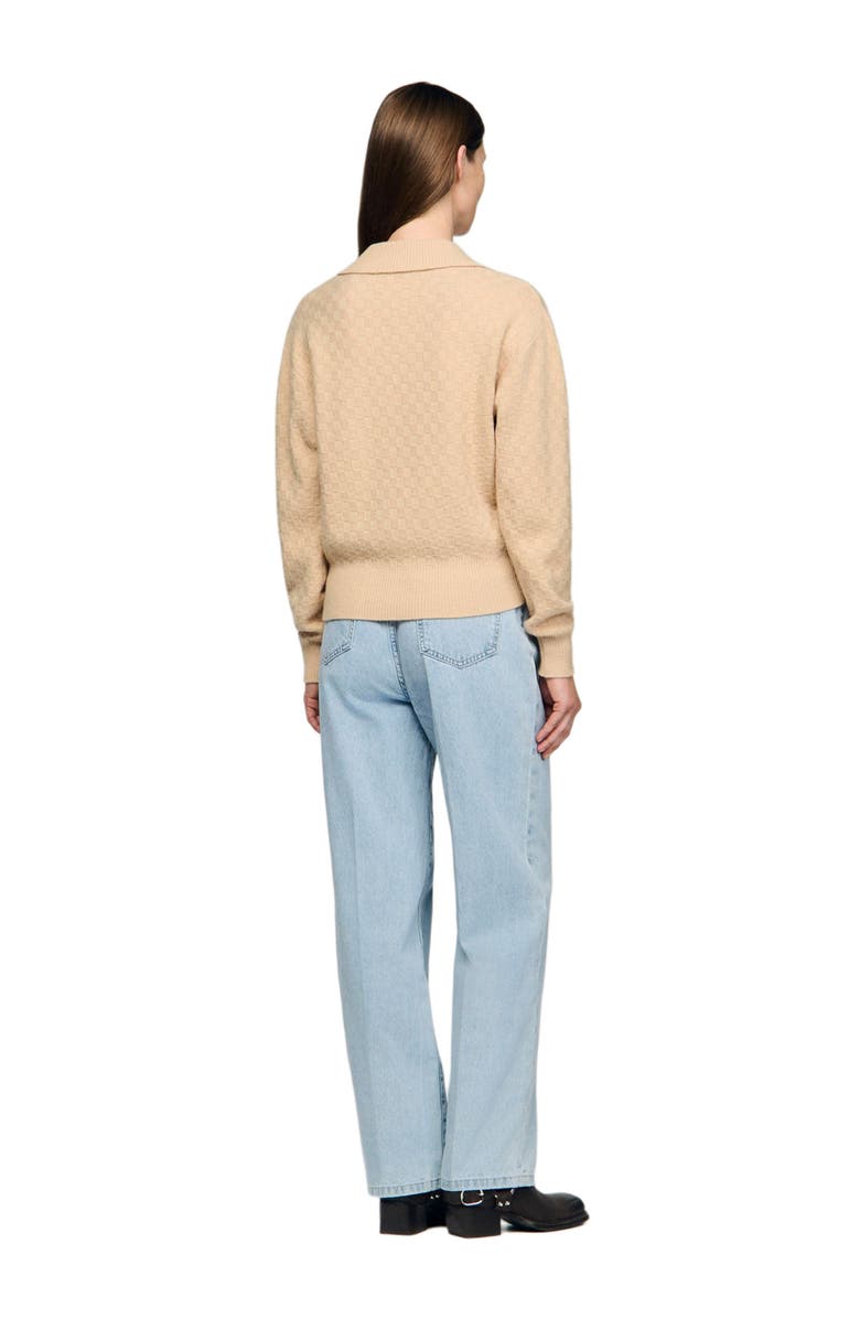 SANDRO Polo-neck sweater, Alternate, color, Beige