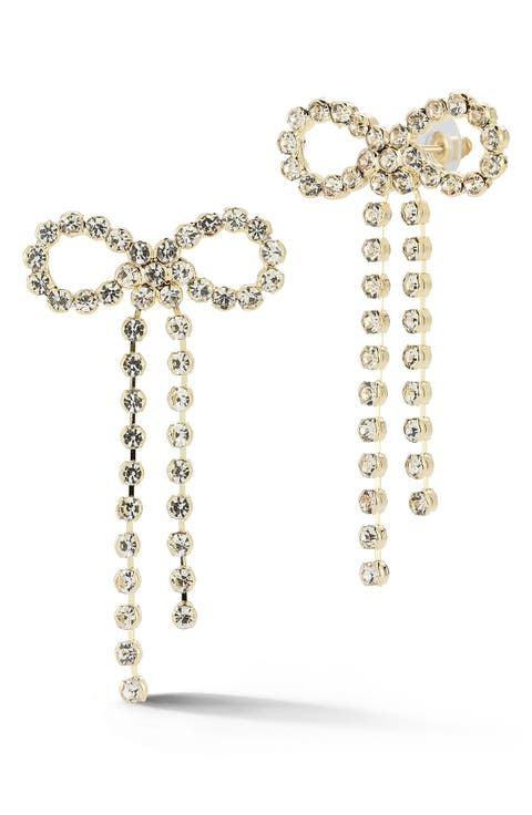 CZ Bow Drop Earrings