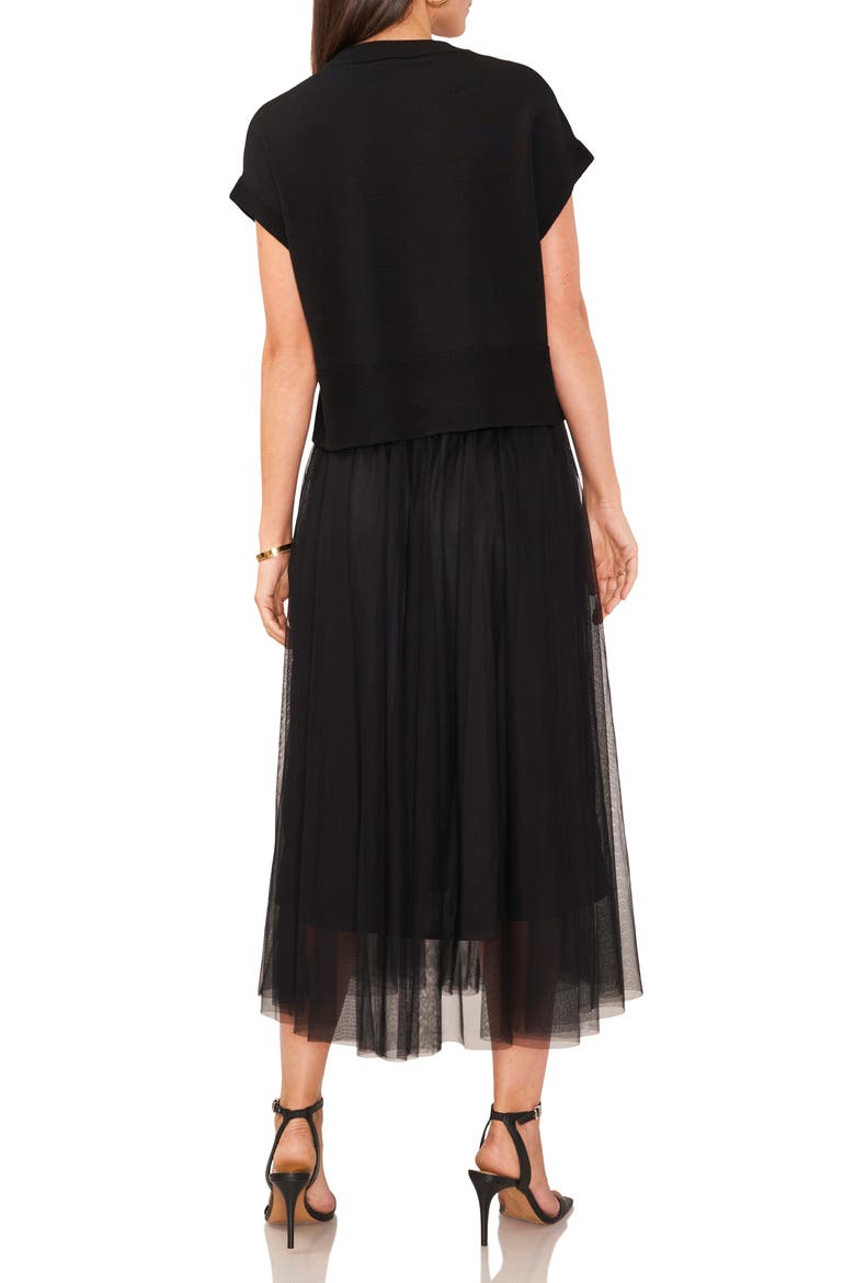 Pleated Mesh Midi Skirt, Alternate, color, RICH BLACK