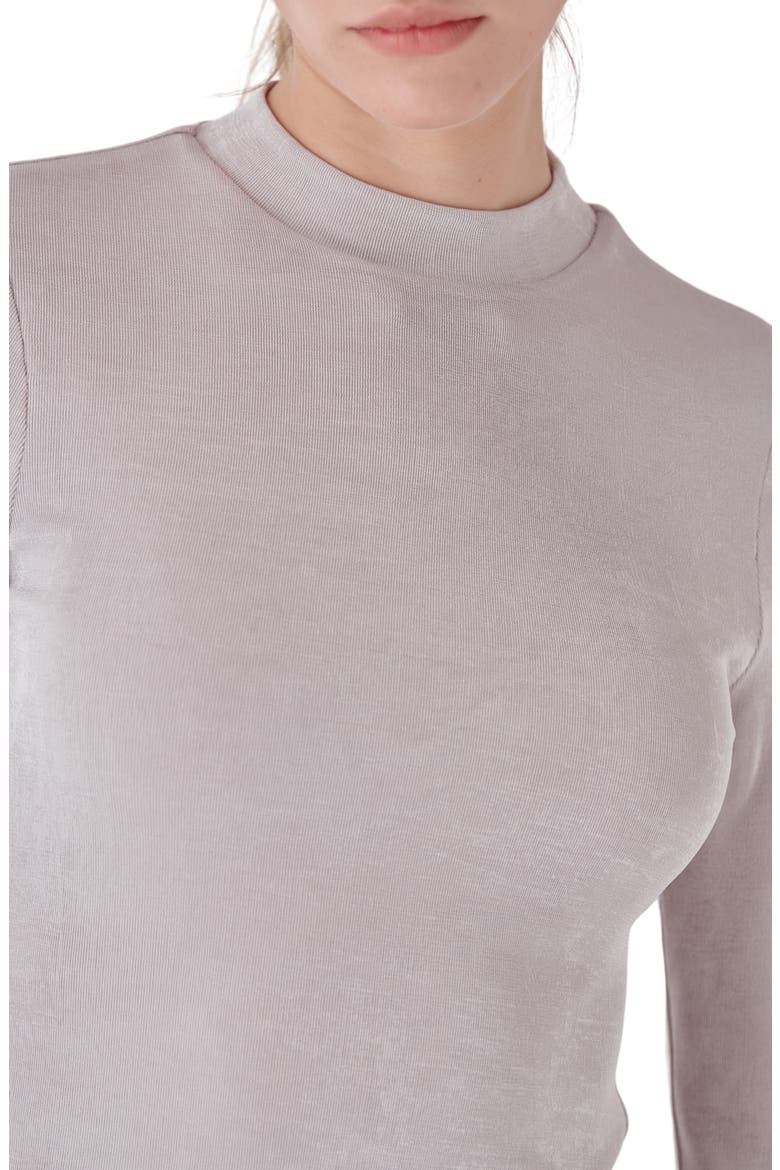 Sheen Stretch Mock Neck Top, Alternate, color, SILVER