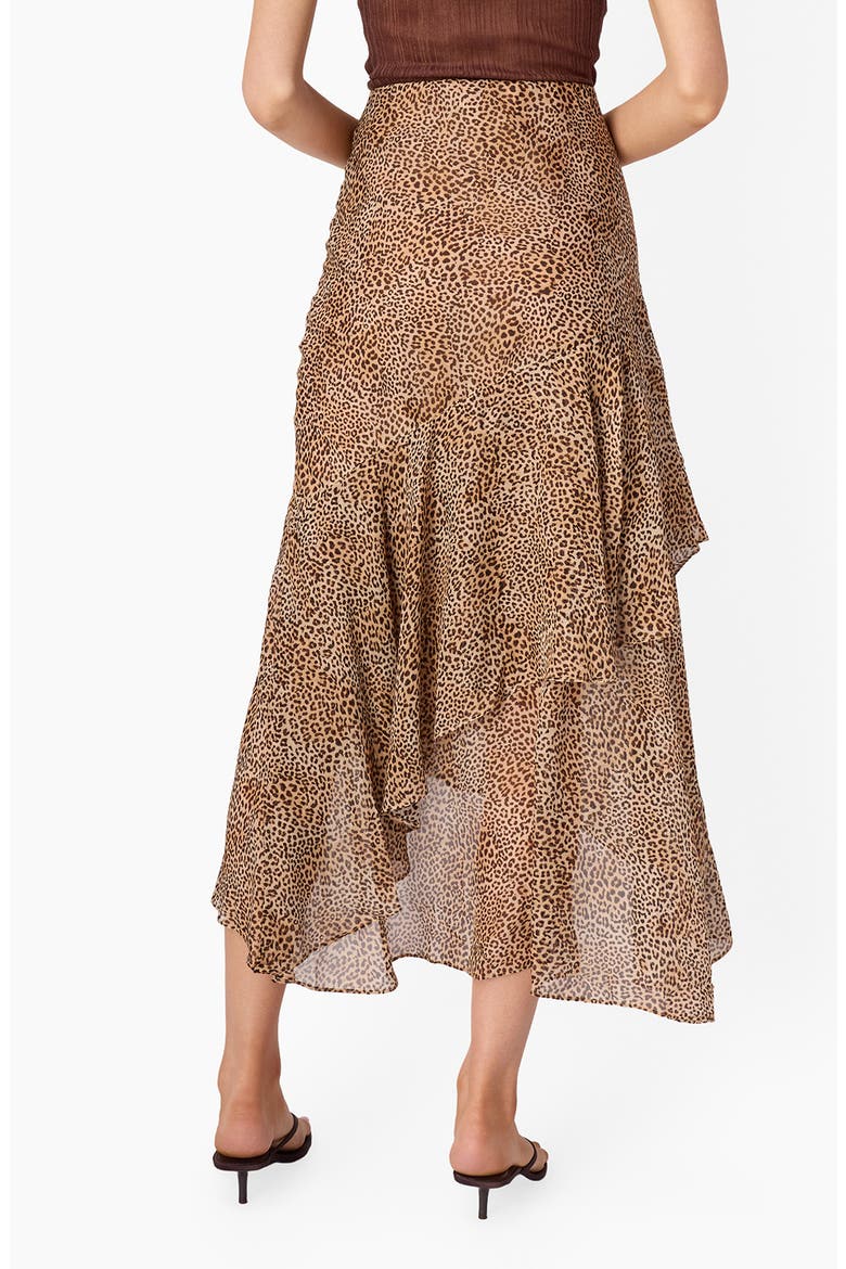 Yazmeena Asymmetric Ruffle Chiffon Skirt, Alternate, color, LEOPARD
