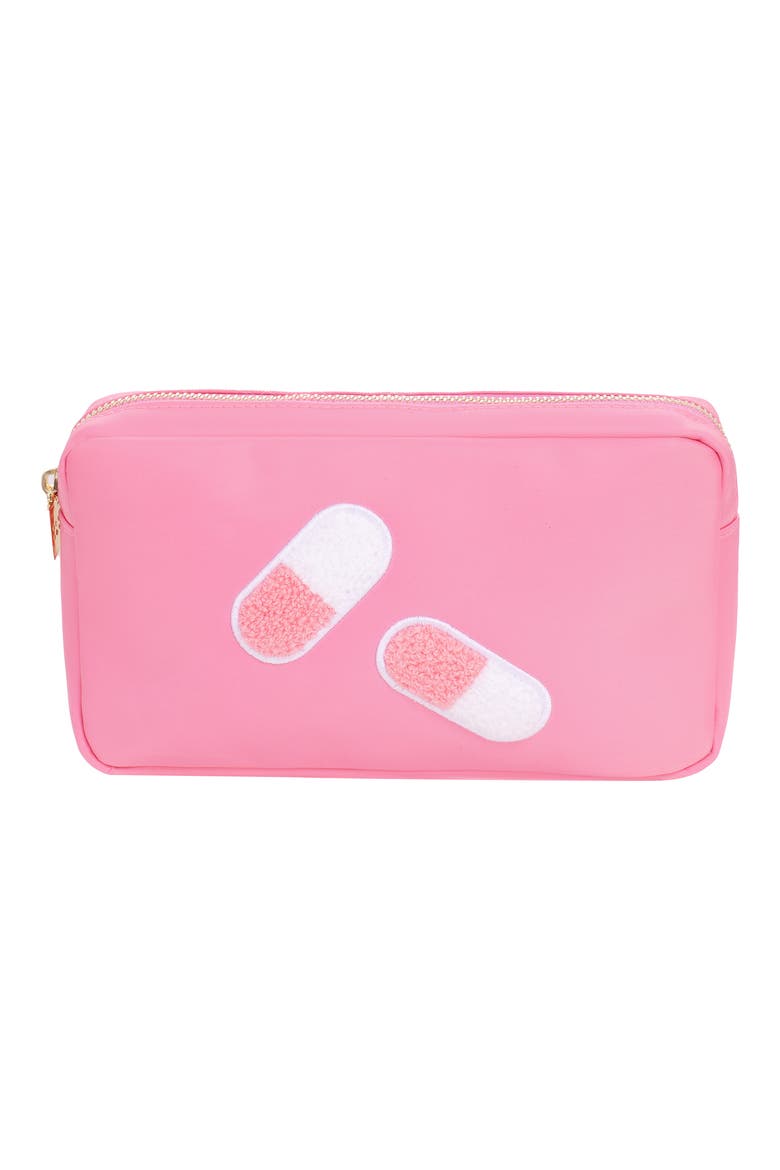 Medium Pill Cosmetics Bag, Main, color, BUBBLEGUM PINK