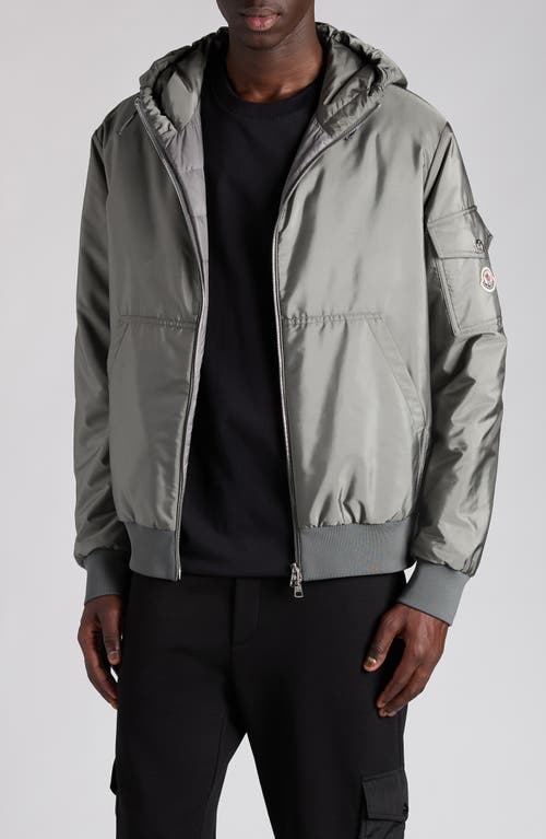 Moncler Poiliot Hooded Short Down Jacket In Gray
