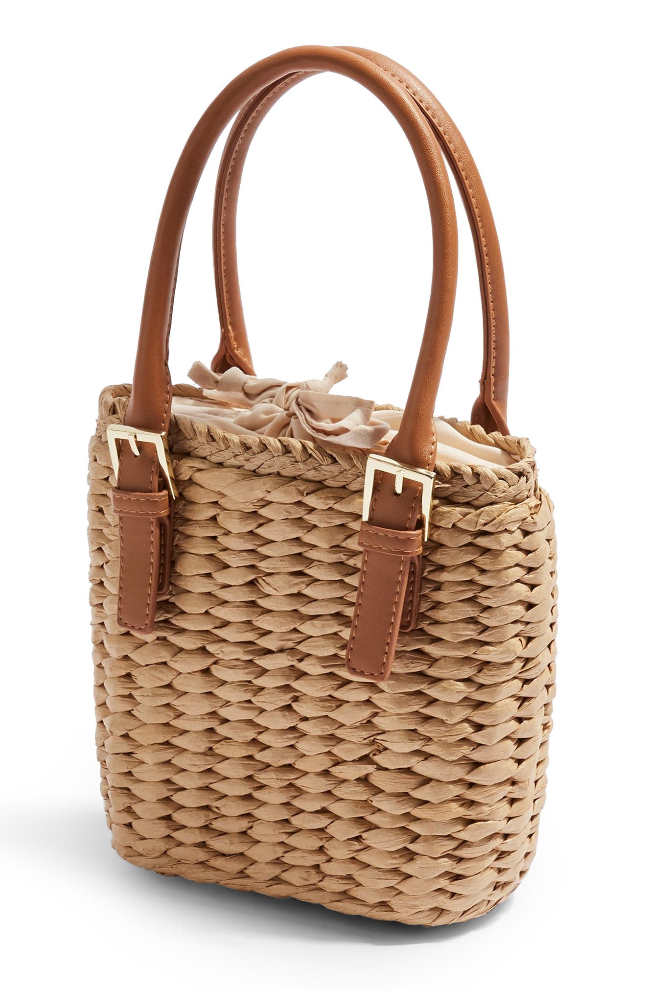 Topshop Sandy Straw Mini Grab Bag, Alternate, color, 