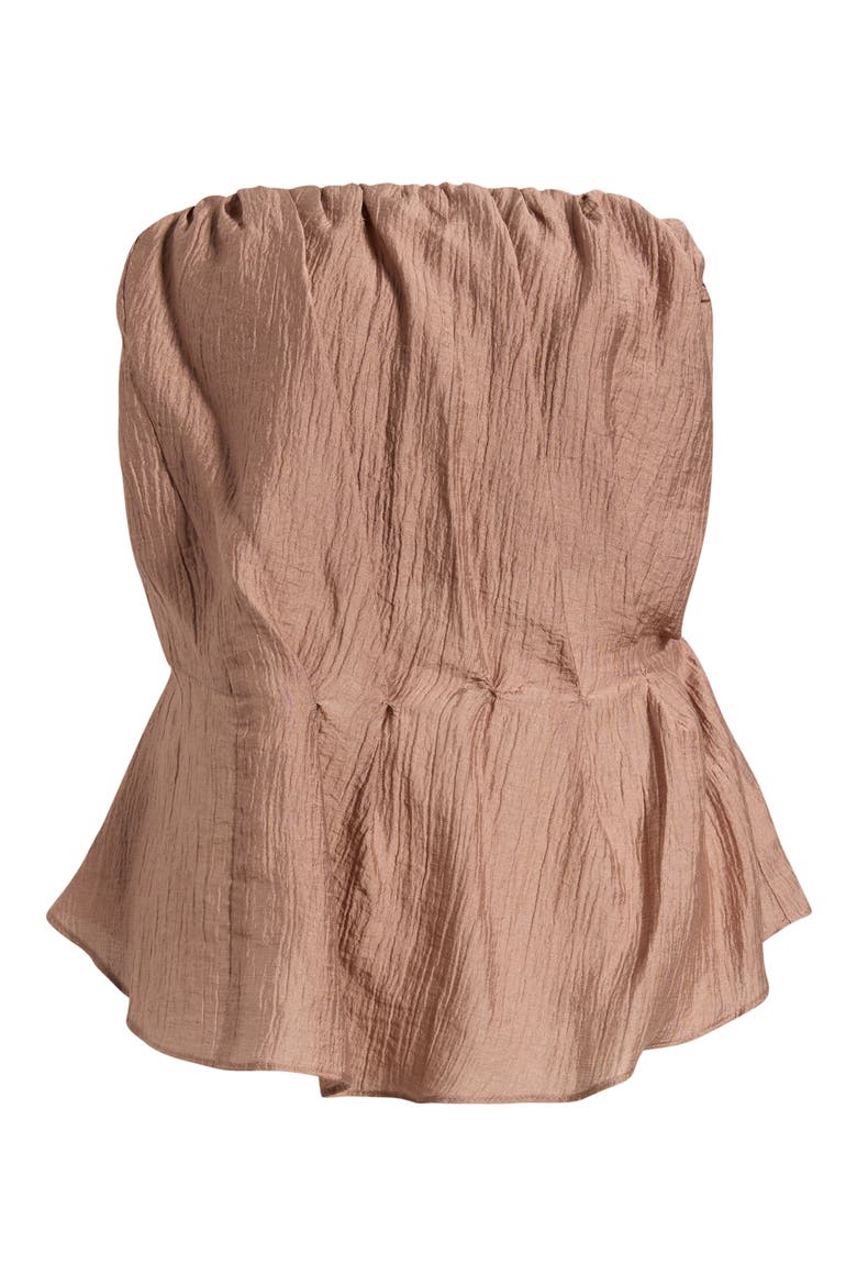 Lumin Pleated Strapless Peplum Top, Alternate, color, SIENNA