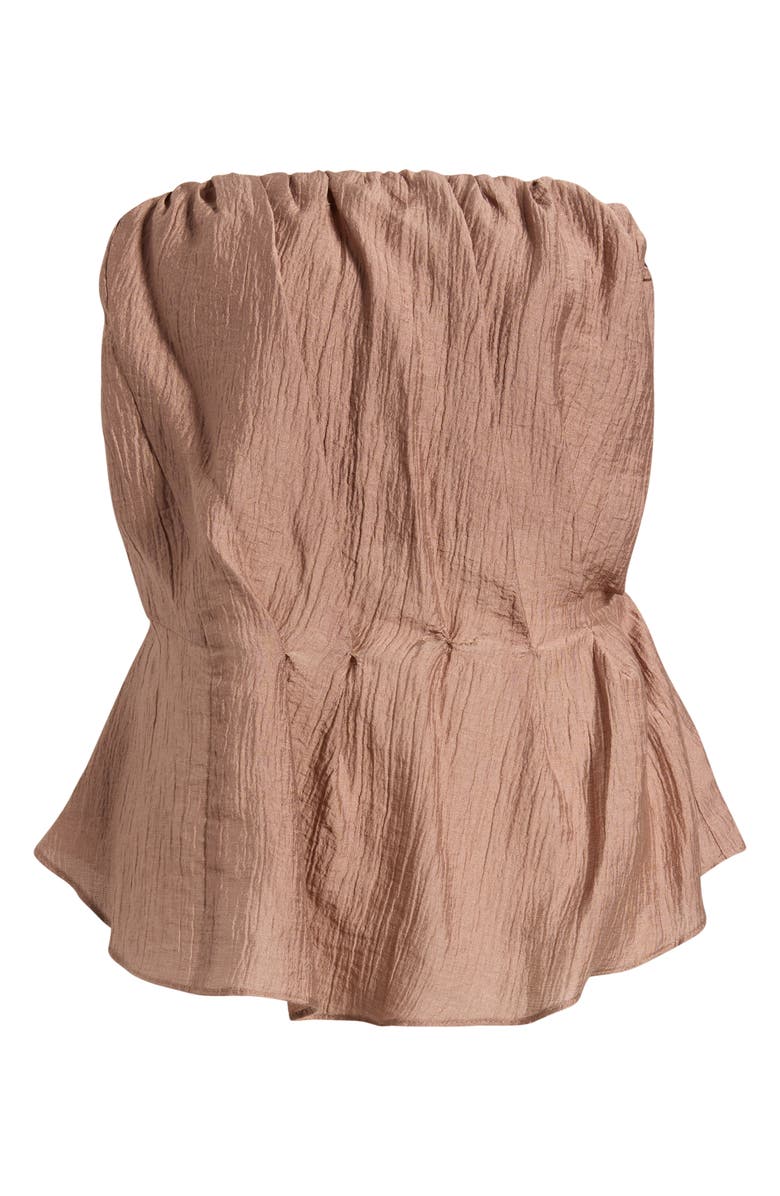 A.REN Lumin Pleated Strapless Peplum Top, Alternate, color, Sienna