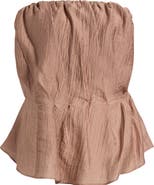 A.REN Lumin Pleated Strapless Peplum Top