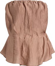 A.REN Lumin Pleated Strapless Peplum Top