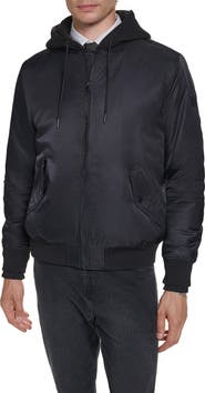 KARL LAGERFELD PARIS Signature Hooded Bomber Jacket
