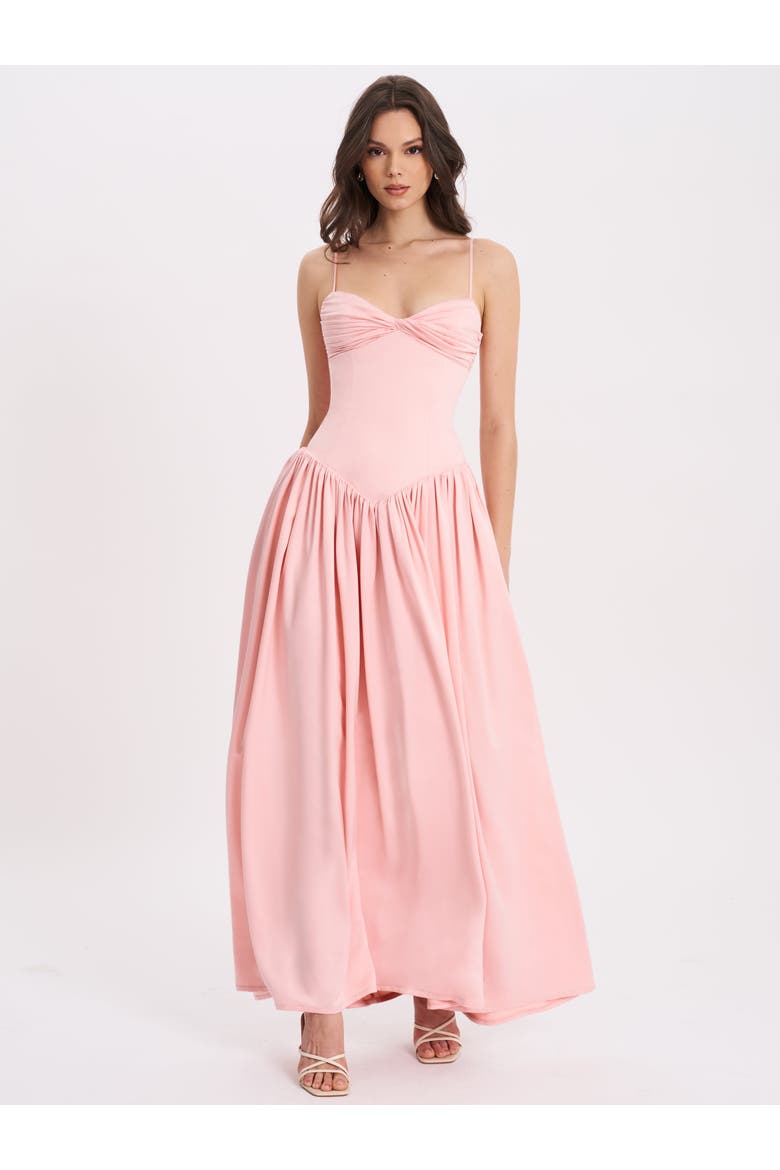 Najwa Ruched Breast Drop Waist Maxi Dress, Alternate, color, Baby Pink