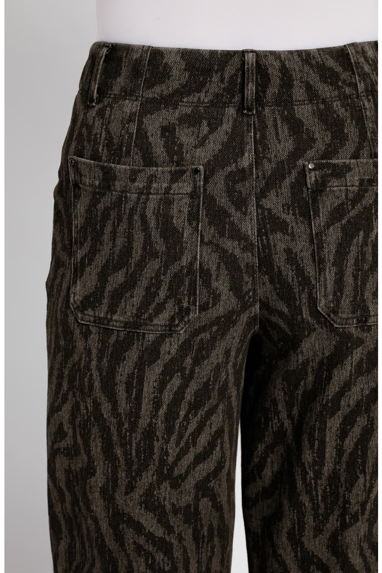 Leo Print High Waist Ankle Wide Leg Denim Pants, Alternate, color, BLACK/GREY CURRENT RIPPLES