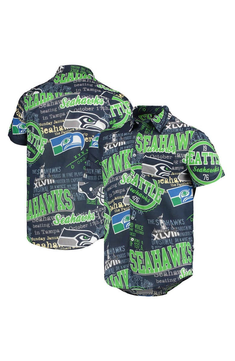 FOCO Men's FOCO College Navy Seattle Seahawks Thematic Button-Up Shirt, Main, color,