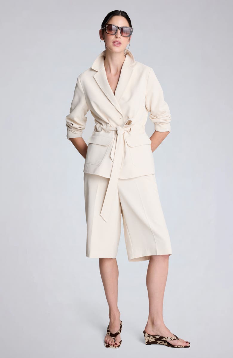 Kenneth Cole Vision Belted Stretch Twill Jacket, Alternate, color, Oyster