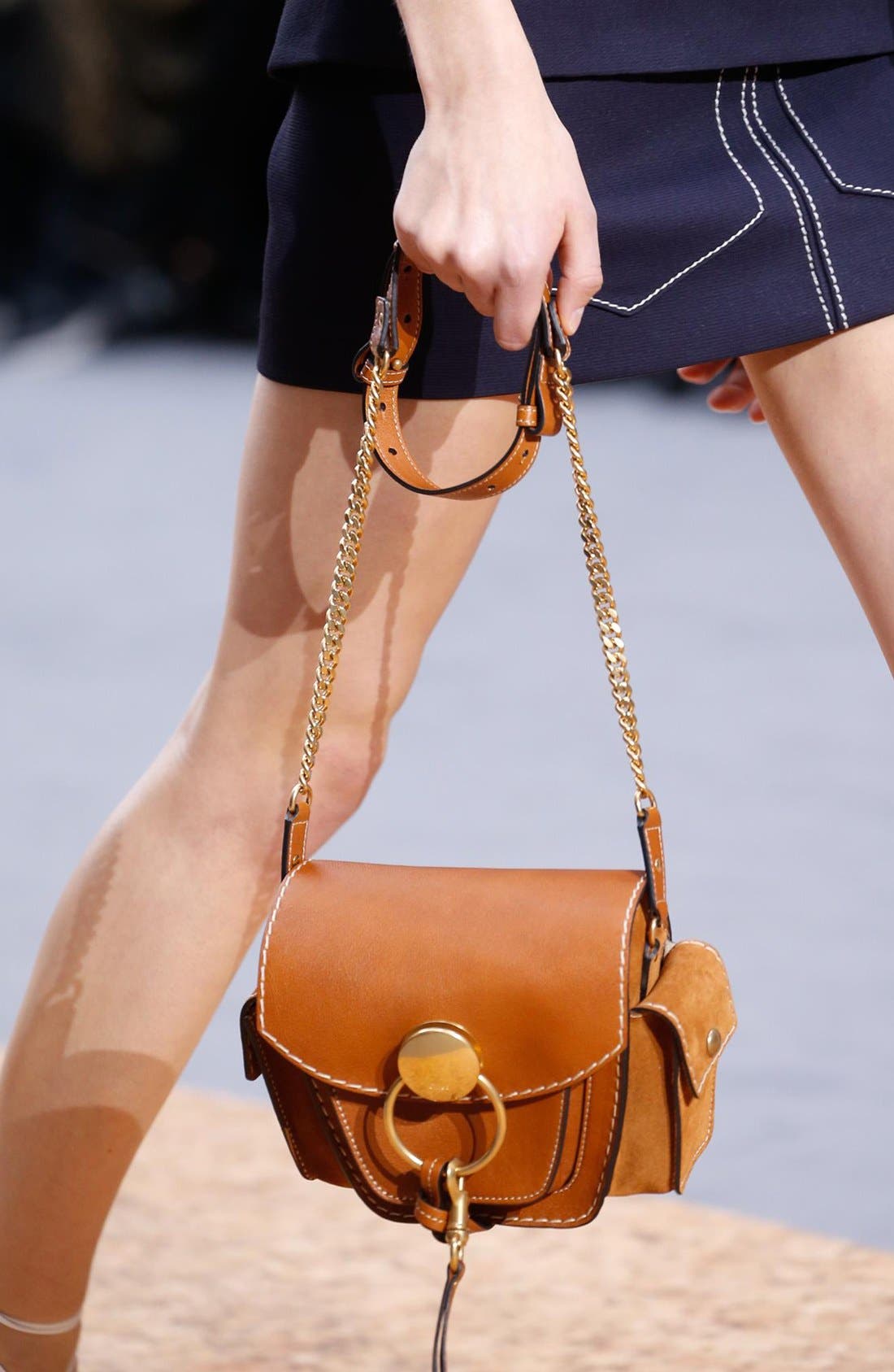 Chloé 'Small Jodie' Leather & Suede Camera Bag, Alternate, color, 