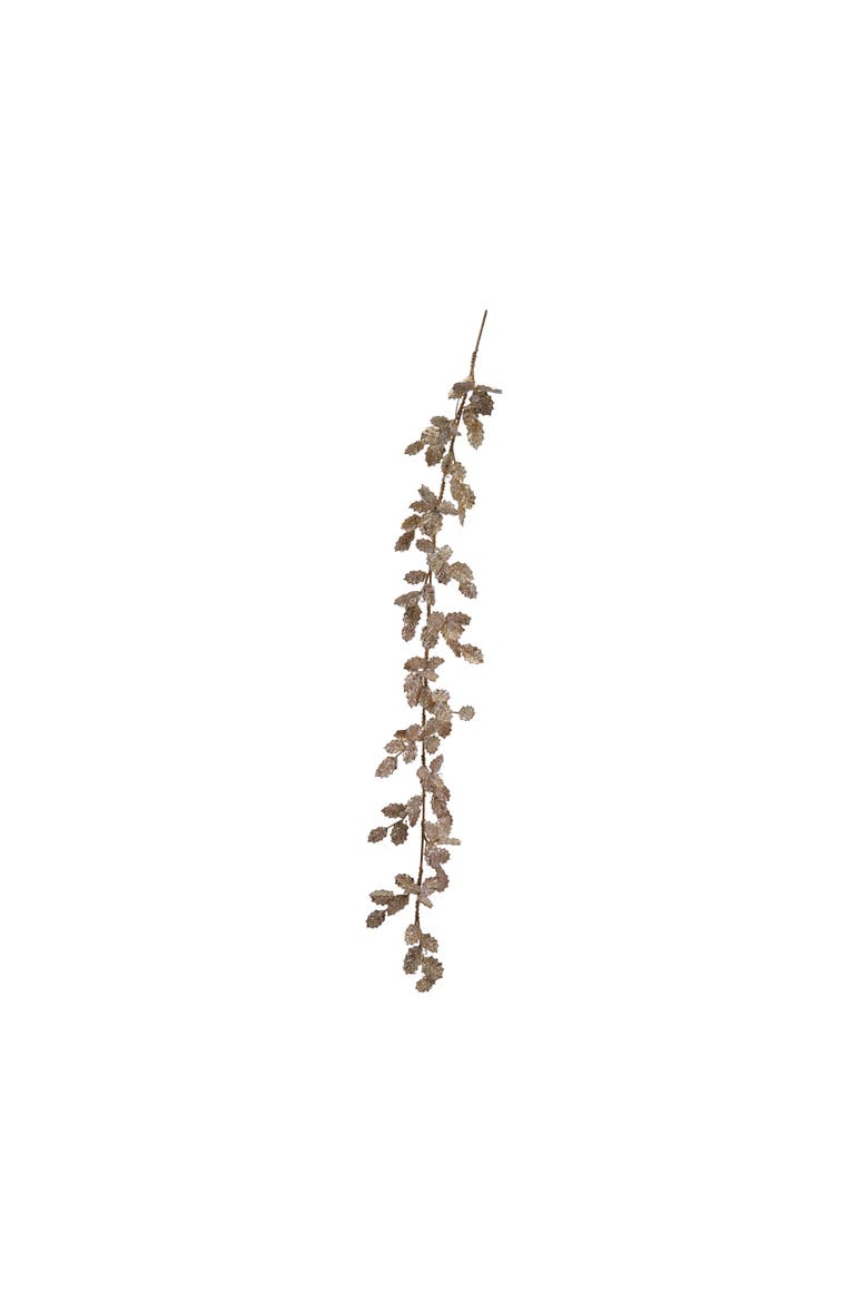 Fabric Leaf Garland with Beads & Glitter, Gold Color & Ice Finish, Main, color, Gold