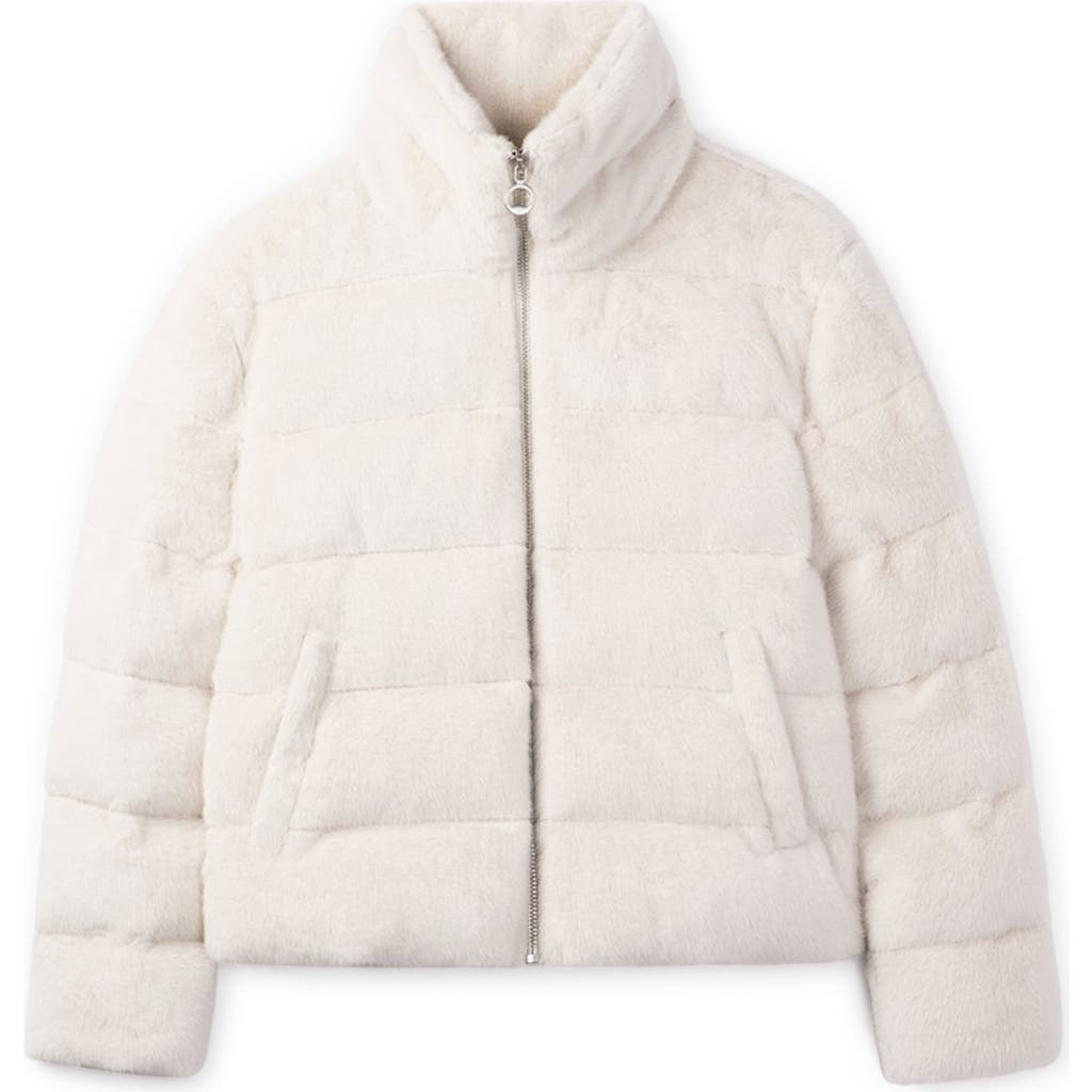 Noize Marina Faux Fur Puffer Jacket In Neutral