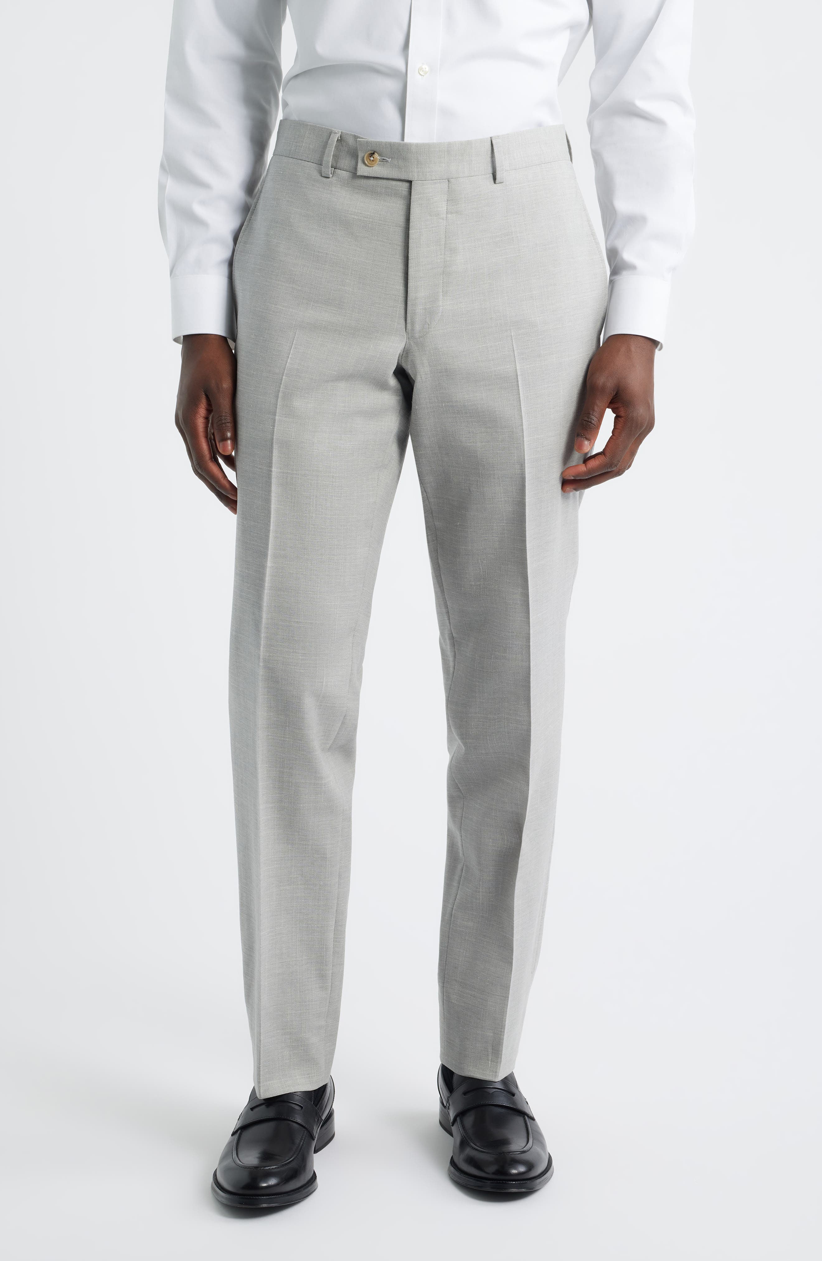 Piero Flat Front Stretch Cotton & Wool Pants