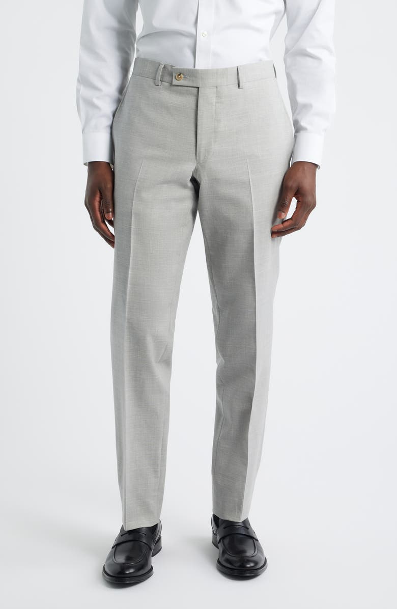 Jack Victor Piero Flat Front Stretch Cotton 
Wool Pants, Main, color, Light Grey